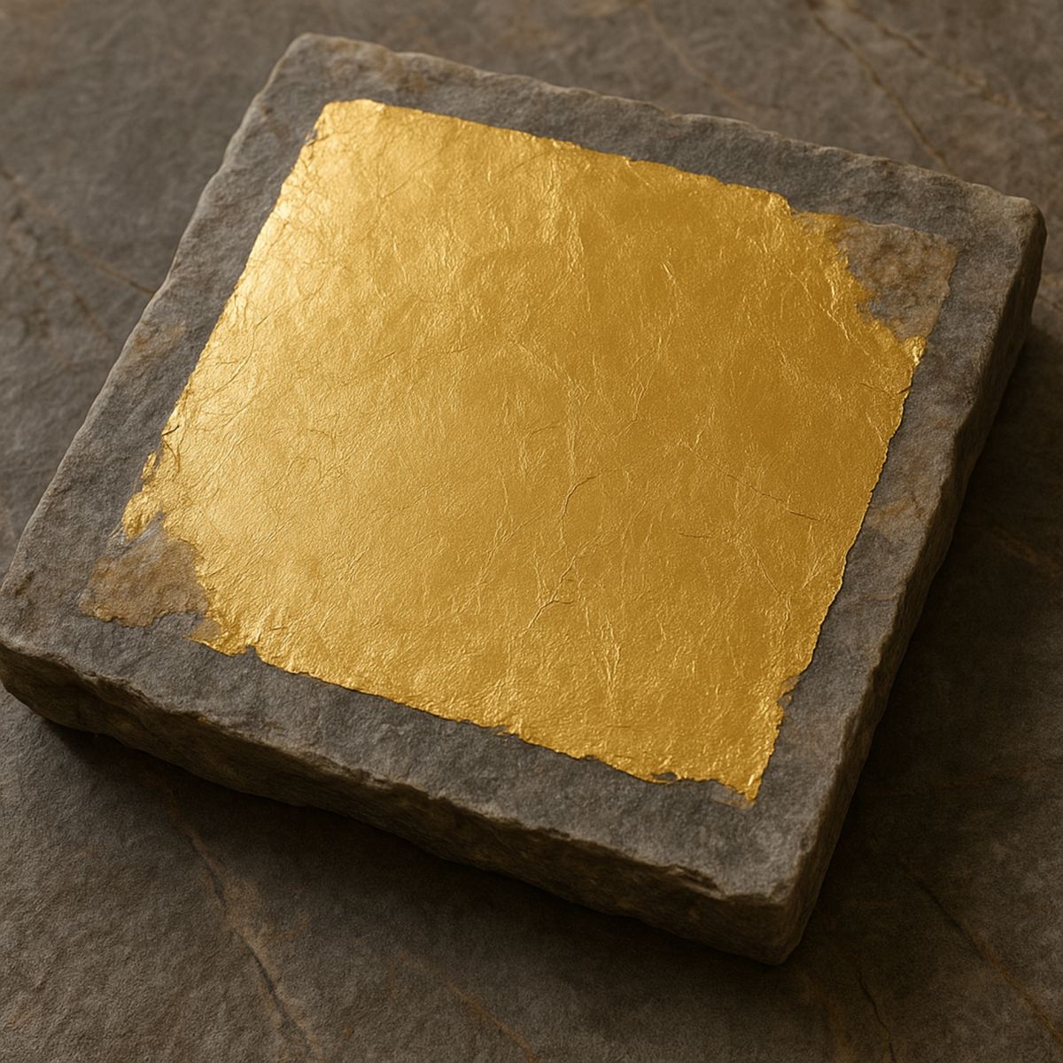 stampa d'arte su foglia oro applicata a una roccia calcarea per la reallizzazione di una tiratura limitata