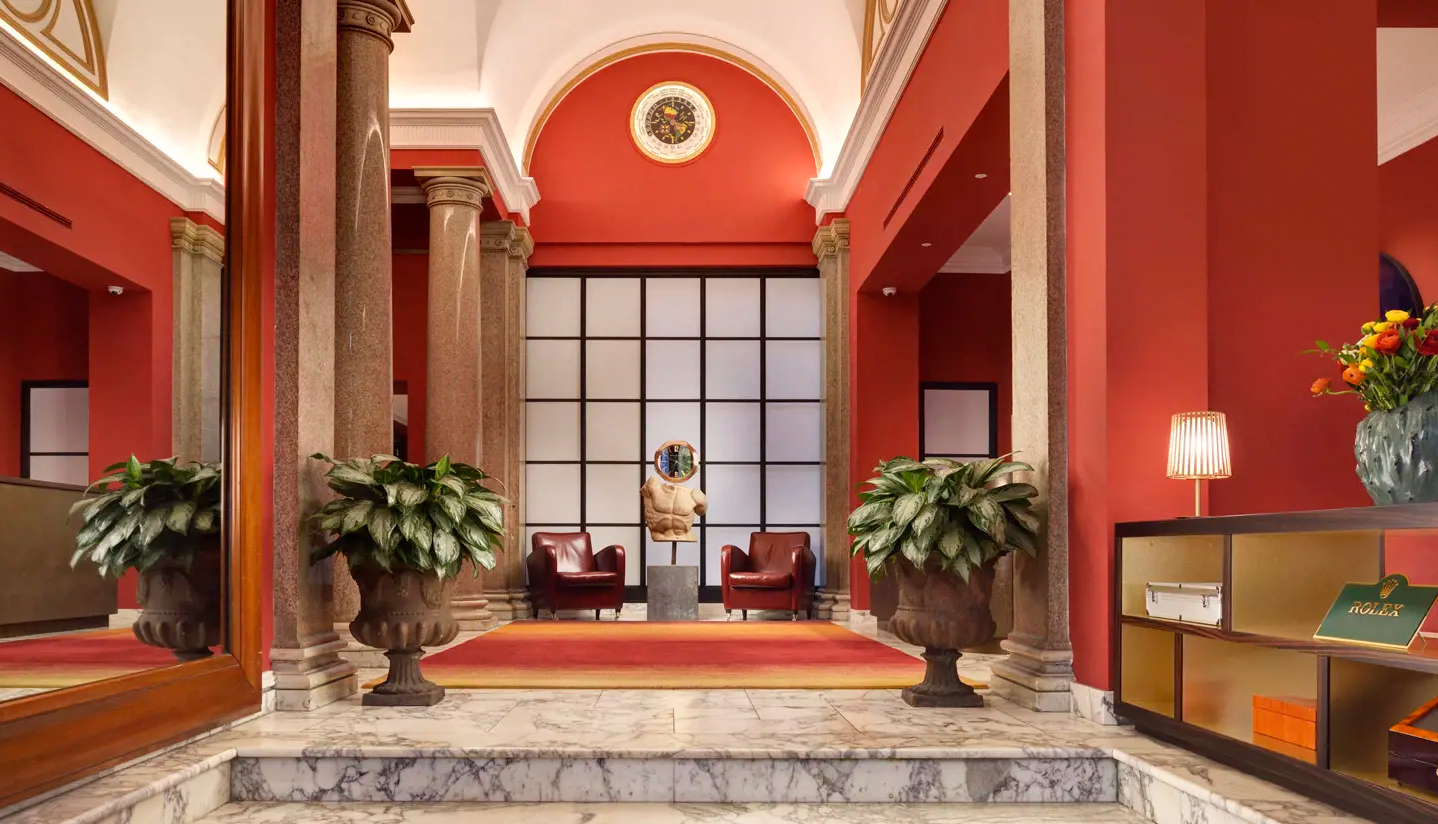 Stampa Fotografica da arredamento su pannello per alberghi destinata alla hall dell'hotel Orologio di Roma